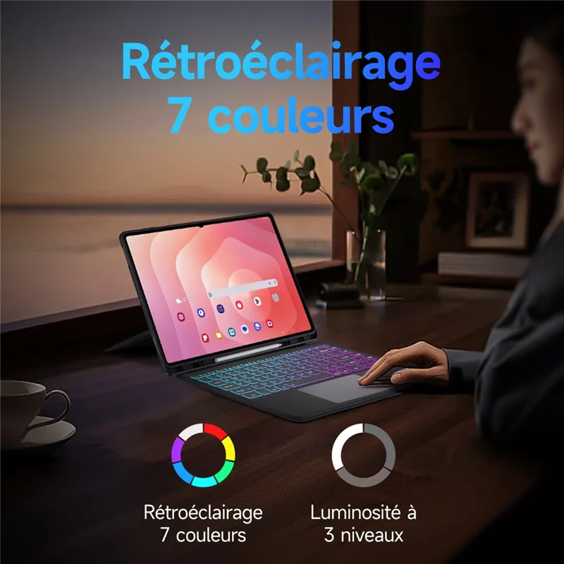 DUX DUCIS DK Series for Samsung Galaxy Tab S11 Ultra Bluetooth-Compatible Keyboard (French) with Leather Tablet Case