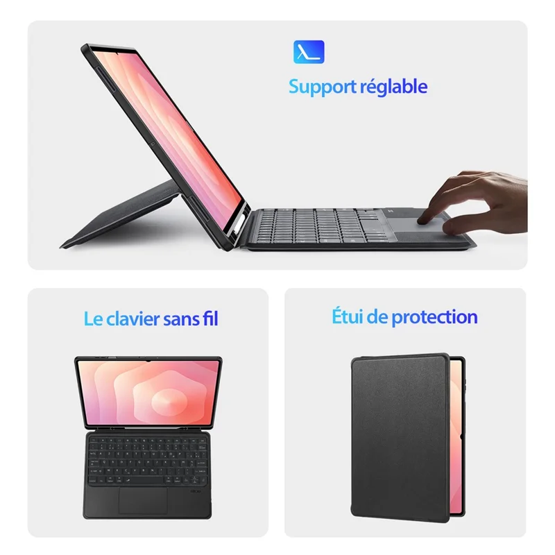 DUX DUCIS DK Series for Samsung Galaxy Tab S11 Ultra Bluetooth-Compatible Keyboard (French) with Leather Tablet Case
