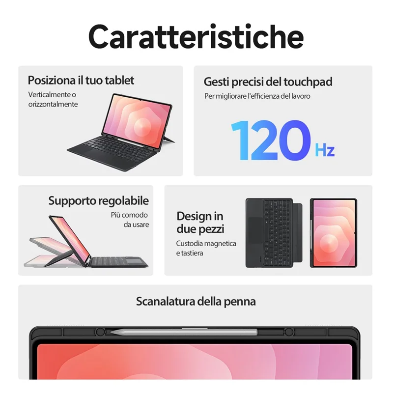 DUX DUCIS DK Series for Samsung Galaxy Tab S11 Ultra Bluetooth-Compatible Keyboard (Italian) with Leather Tablet Case