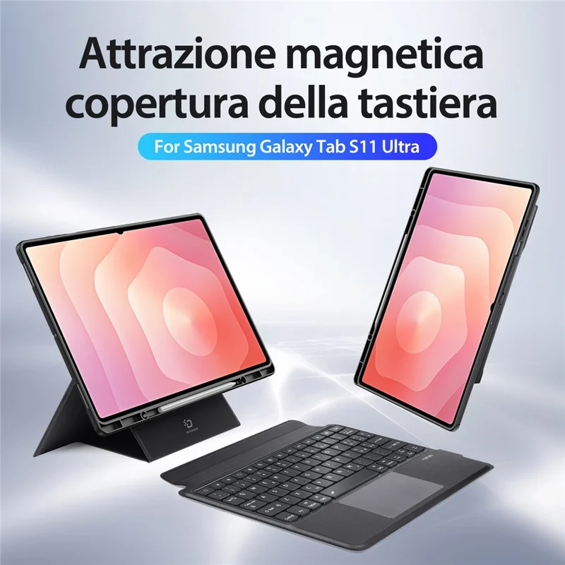 DUX DUCIS DK Series for Samsung Galaxy Tab S11 Ultra Bluetooth-Compatible Keyboard (Italian) with Leather Tablet Case
