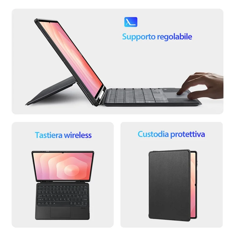 DUX DUCIS DK Series for Samsung Galaxy Tab S11 Ultra Bluetooth-Compatible Keyboard (Italian) with Leather Tablet Case