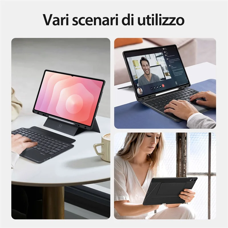 DUX DUCIS DK Series for Samsung Galaxy Tab S11 Ultra Bluetooth-Compatible Keyboard (Italian) with Leather Tablet Case