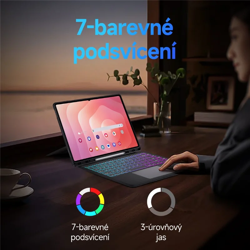 DUX DUCIS DK Series for Samsung Galaxy Tab S11 Ultra Bluetooth-Compatible Keyboard (Czech) with Leather Tablet Case