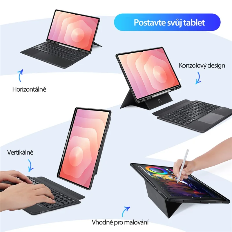 DUX DUCIS DK Series for Samsung Galaxy Tab S11 Ultra Bluetooth-Compatible Keyboard (Czech) with Leather Tablet Case
