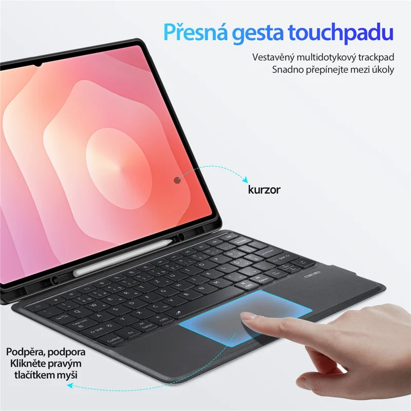 DUX DUCIS DK Series for Samsung Galaxy Tab S11 Ultra Bluetooth-Compatible Keyboard (Czech) with Leather Tablet Case