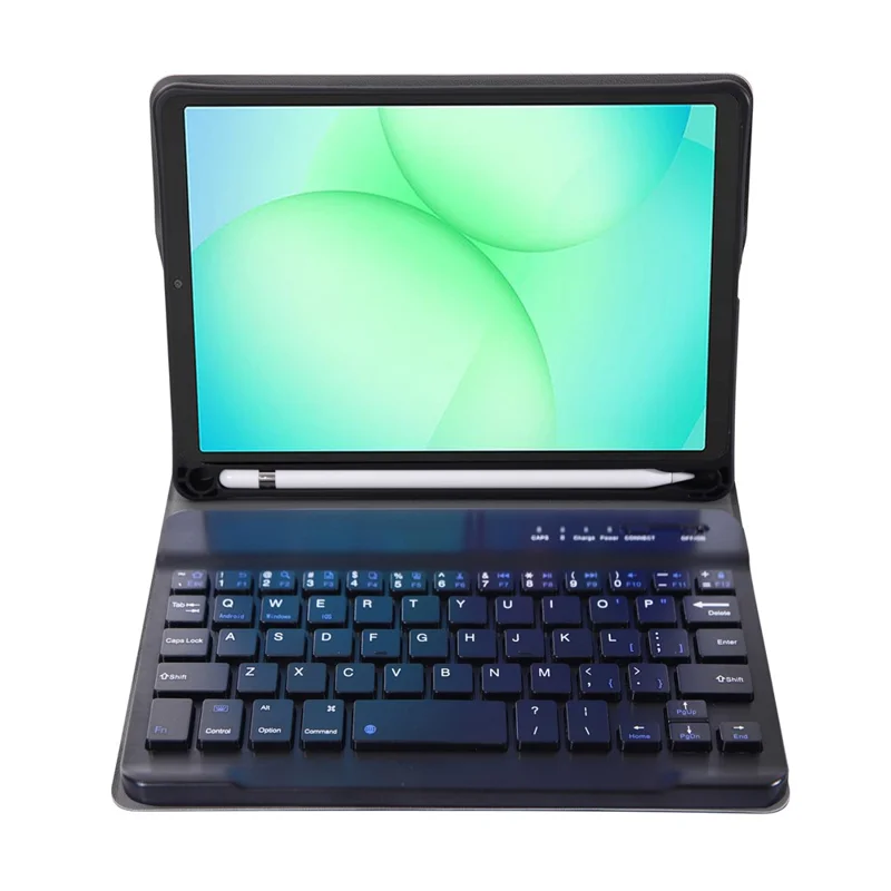 A230B For Samsung Galaxy Tab A11 Detachable Leather Case Bluetooth-Compatible Keyboard with Pen Slot - Black