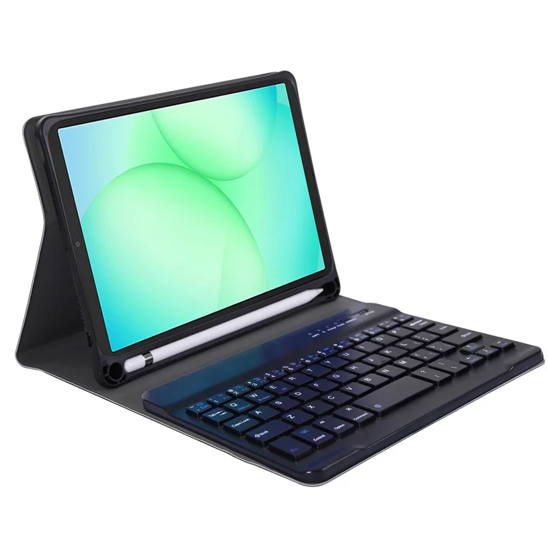 A230B For Samsung Galaxy Tab A11 Detachable Leather Case Bluetooth-Compatible Keyboard with Pen Slot - Black