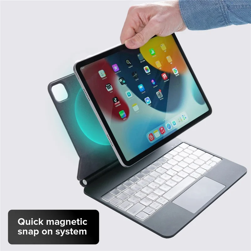 Keyboard Case For iPad (2025) / iPad 10.9 (2022) Magic-Style Keyboard Floating Cantilever Stand with Backlit - Black