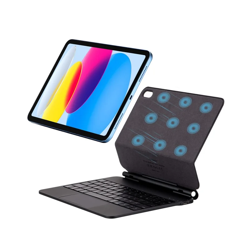 Keyboard Case For iPad (2025) / iPad 10.9 (2022) Magic-Style Keyboard Floating Cantilever Stand with Backlit - Black