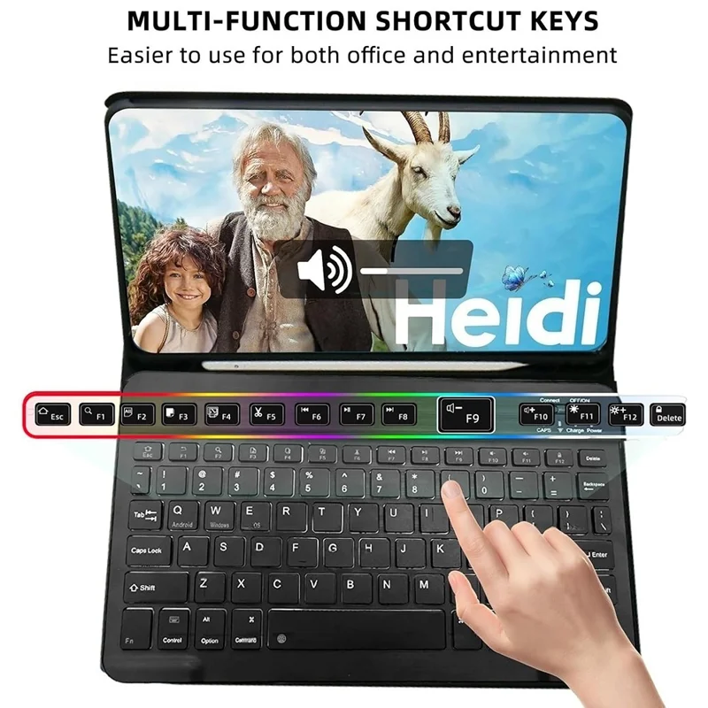 SK-S11D for Samsung Galaxy Tab S11 SM-X730 / SM-X736 / SM-X736B Protective Case with Detachable Backlit Wireless Keyboard - Black