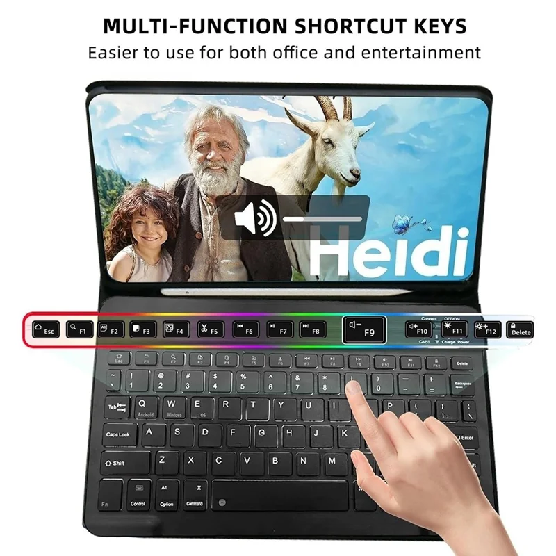 SK-S11D Protective Case with Keyboard / Mouse for Samsung Galaxy Tab S11 SM-X730 / SM-X736 / SM-X736B Detachable Backlit Wireless Keyboard Cover - Black