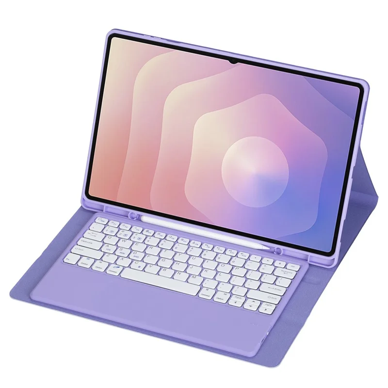 A930B For Samsung Galaxy Tab S11 Ultra Bluetooth-compatible Keyboard Detachable Leather Case with Pen Slot - Lilac Purple