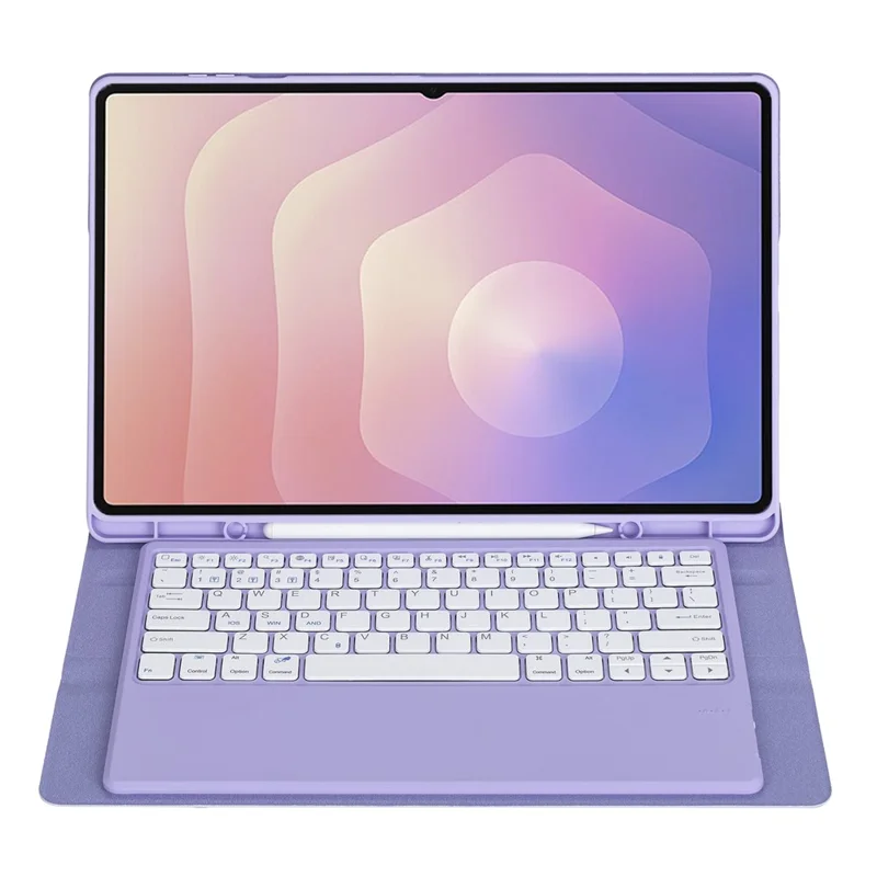A930B For Samsung Galaxy Tab S11 Ultra Bluetooth-compatible Keyboard Detachable Leather Case with Pen Slot - Lilac Purple