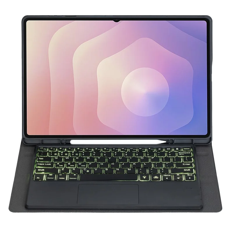 A930B-AS For Samsung Galaxy Tab S11 Ultra Bluetooth-compatible Touchpad Keyboard Detachable Leather Case with Backlit and Pen Slot - Black