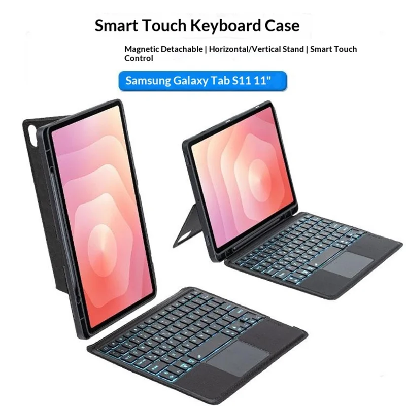 T730B-AS For Samsung Galaxy Tab S11 X730 X736B Detachable Wireless Keyboard Case with Touchpad / Backlit