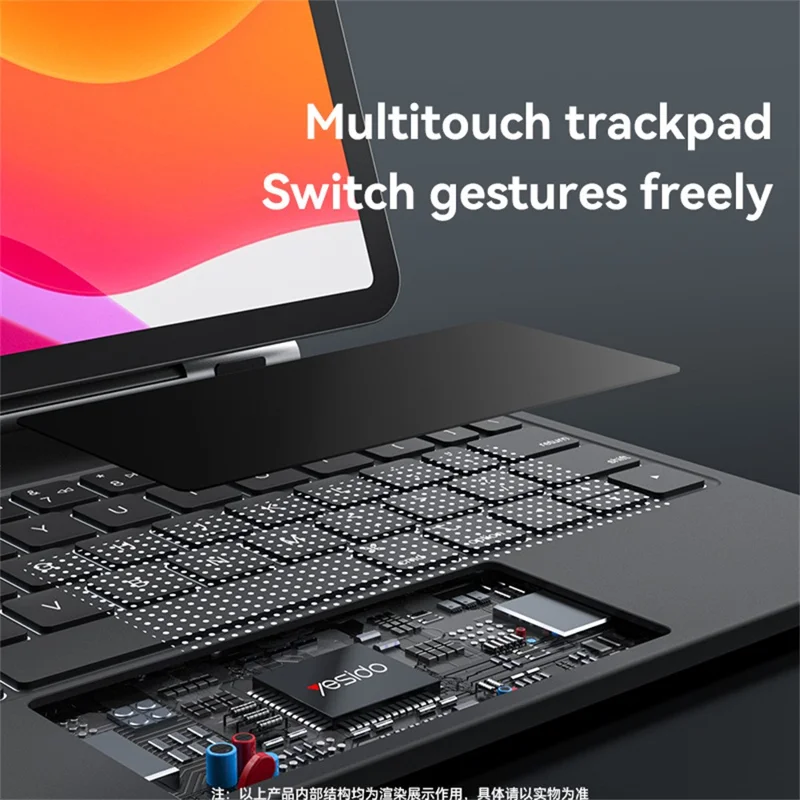 YESIDO KB25 Magnetic Bluetooth-compatible Keyboard Case for iPad Pro 11 (2022) / (2021) / (2020) / (2018) / iPad Air (2022) / (2020) Dual Axis Rotation