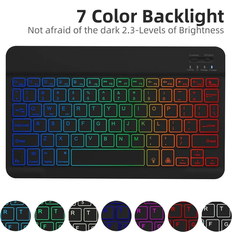 RGB-S11 voor Samsung Galaxy Tab S11 Bluetooth-compatibele toetsenbord PU-leer standaardhoes met RGB-verlichting - Zwart