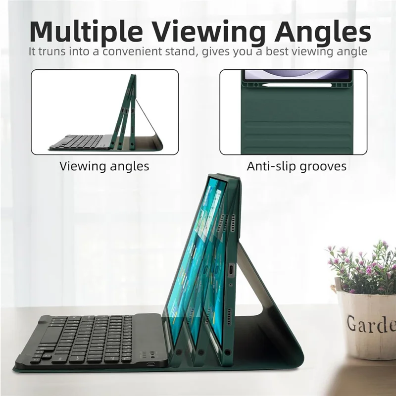 RGB-S11 voor Samsung Galaxy Tab S11 Bluetooth-compatibele toetsenbord PU-leer standaardhoes met RGB-verlichting - Zwart