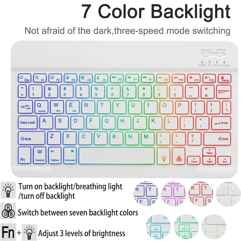 RGB-S11 per Samsung Galaxy Tab S11 Tastiera Bluetooth compatibile Custodia con Supporto in Pelle PU con Retroilluminazione RGB - Viola Chiaro