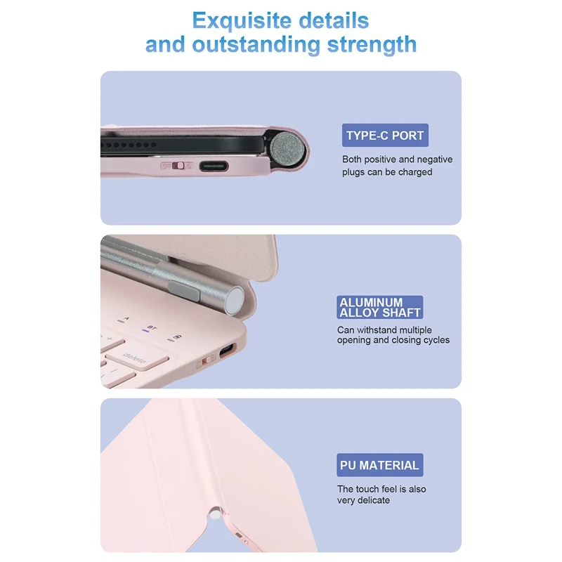 For iPad Air 13 (2025)  /  (2024)  /  Pro 12.9 (2022)  /  (2021)  /  (2020)  /  (2018)  Magnetic Bluetooth-Compatible Keyboard with PU Tablet Case - Pink