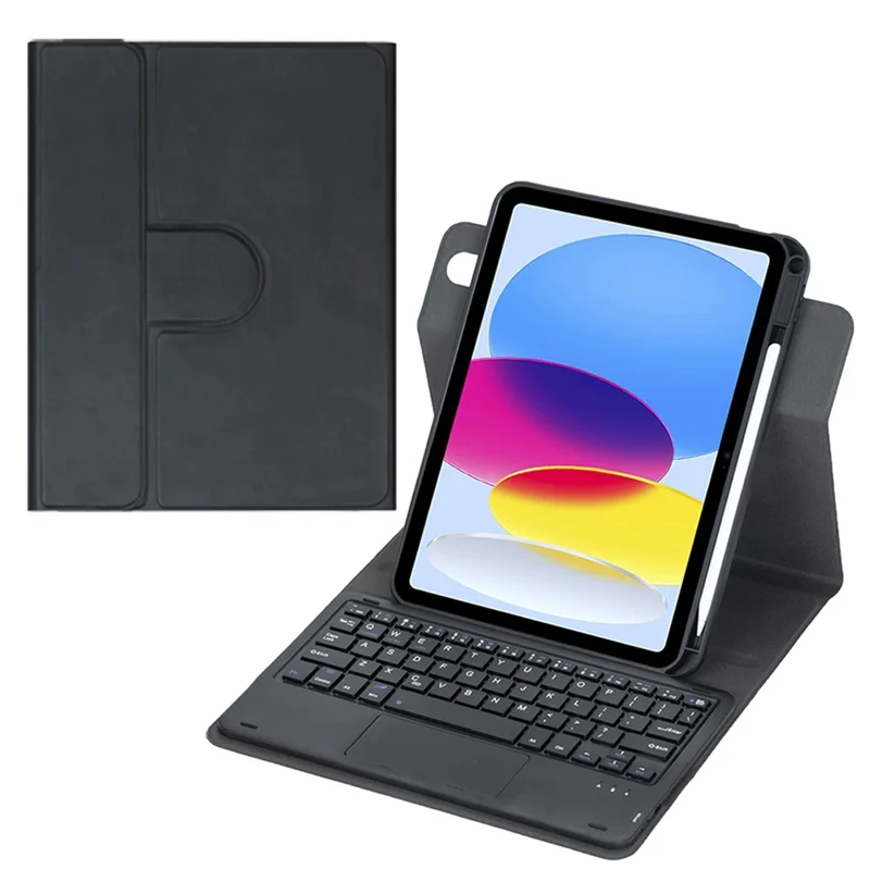 L10B-A For iPad (2025) / iPad 10.9 (2022) 360 Degree Rotating Clear Acrylic Case Book Style Bluetooth-compatible Keyboard Cover with Touchpad - Black