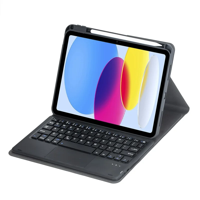 L10B-A For iPad (2025) / iPad 10.9 (2022) 360 Degree Rotating Clear Acrylic Case Book Style Bluetooth-compatible Keyboard Cover with Touchpad - Black