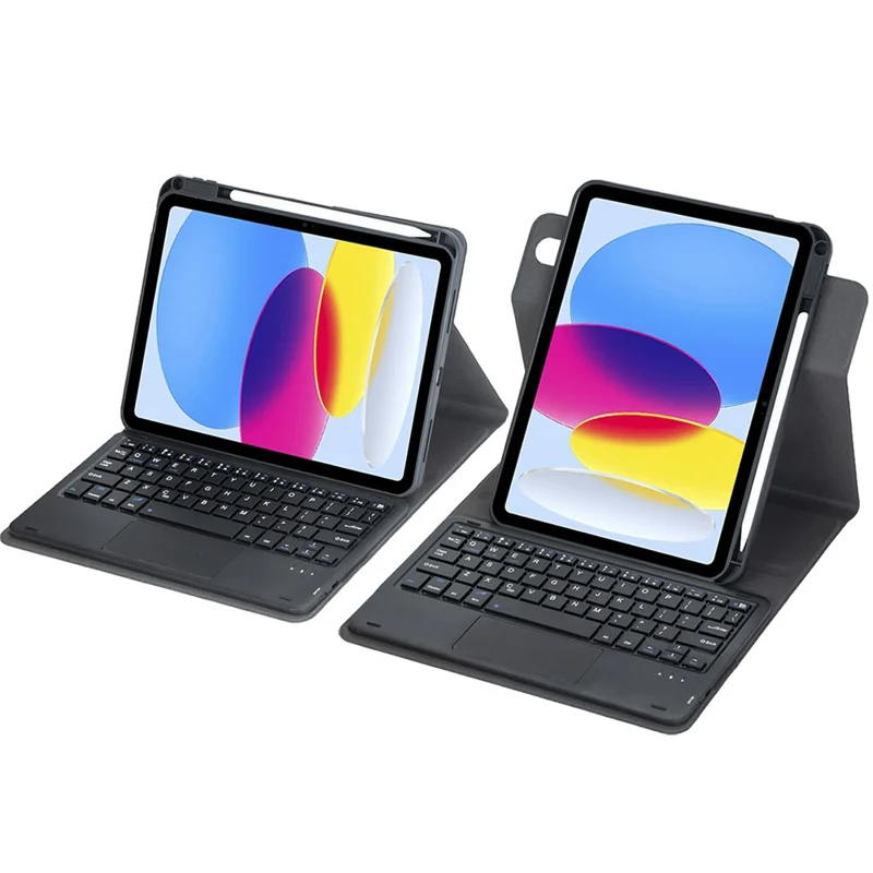 L10B-A For iPad (2025) / iPad 10.9 (2022) 360 Degree Rotating Clear Acrylic Case Book Style Bluetooth-compatible Keyboard Cover with Touchpad - Black