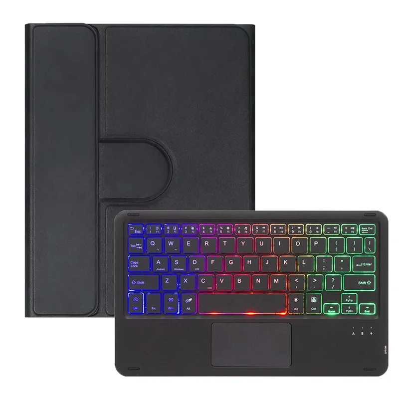 L10B-AS For iPad (2025) / iPad 10.9 (2022) 360 Degree Rotating Clear Acrylic Case Bluetooth-compatible Keyboard Cover with Touchpad and Backlit - Black