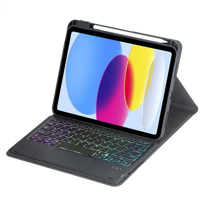 L10B-AS For iPad (2025) / iPad 10.9 (2022) 360 Degree Rotating Clear Acrylic Case Bluetooth-compatible Keyboard Cover with Touchpad and Backlit - Black