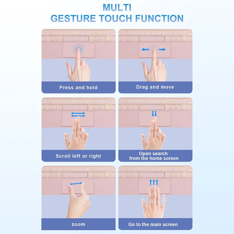 P109 for iPad Air 11 (2025)  /  (2024)  /  Air (2022)  /  (2020)  /  Pro 11 (2022)  /  (2021)  /  (2020)  /  (2018) Magnetic Magic Keyboard with Touchpad Bluetooth-Compatible Keyboard - Pink