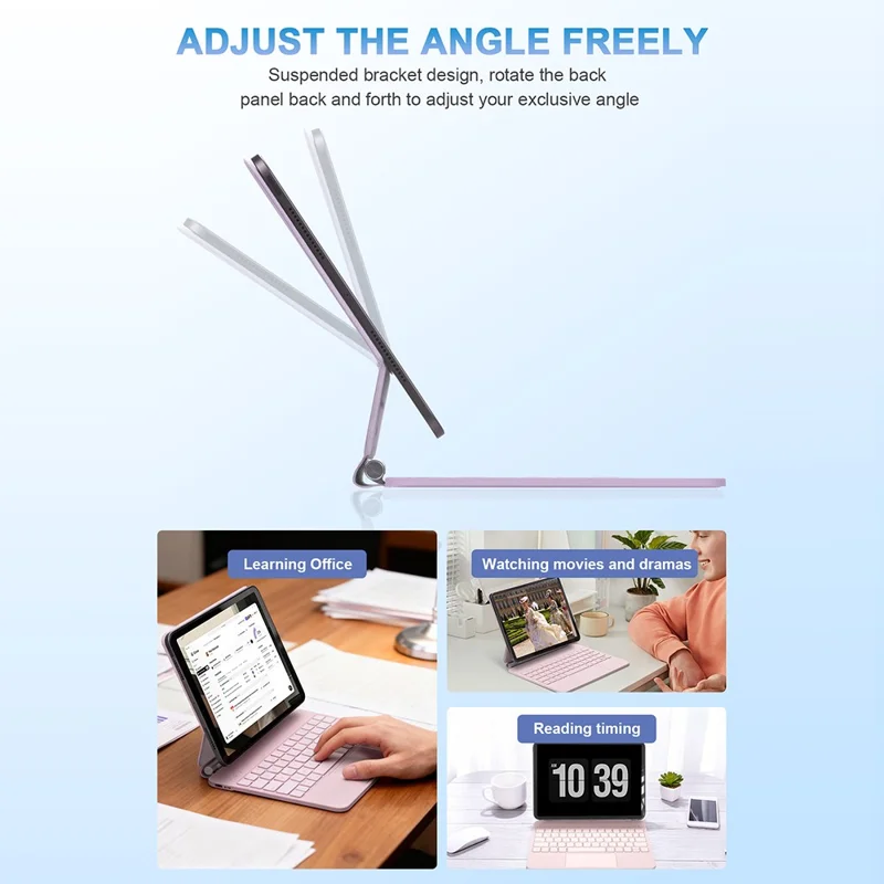 P109 for iPad Air 11 (2025)  /  (2024)  /  Air (2022)  /  (2020)  /  Pro 11 (2022)  /  (2021)  /  (2020)  /  (2018) Magnetic Magic Keyboard with Touchpad Bluetooth-Compatible Keyboard - Pink
