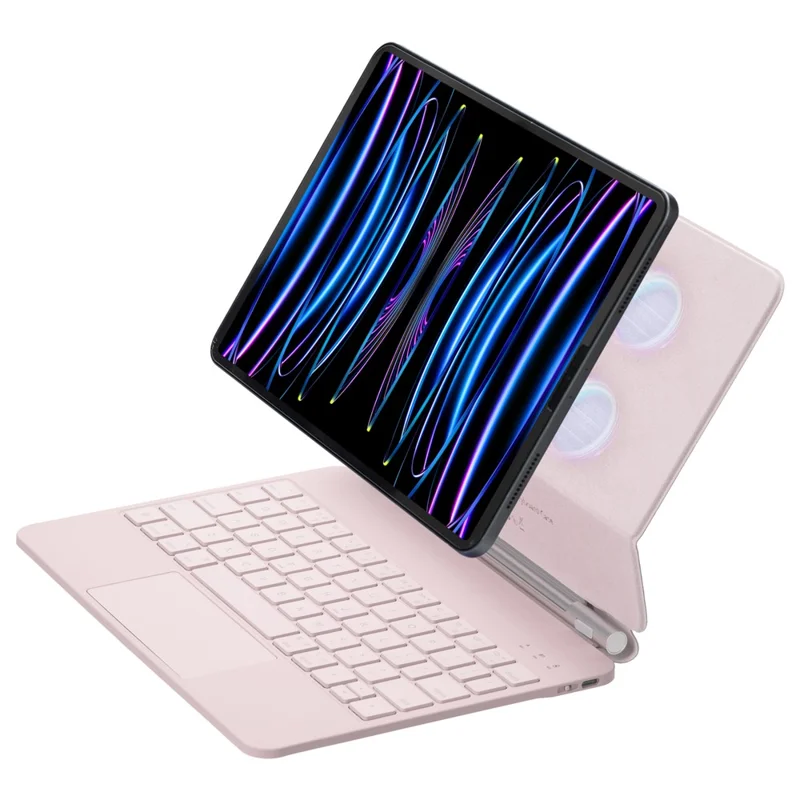 For iPad (2025)  /  10.9 (2022) Magnetic Magic Keyboard with Touchpad Bluetooth-Compatible Keyboard - Pink