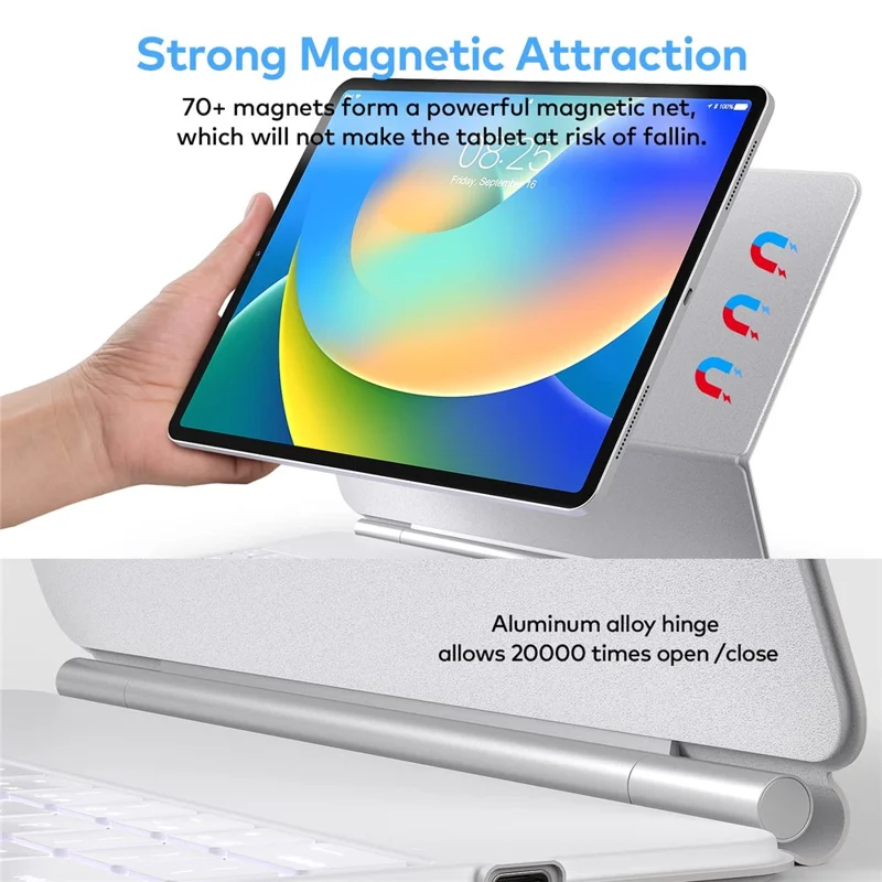 HB354 Magnetic Floating Bluetooth-compatible Keyboard Case for iPad Air 11 (2025) / (2024) / iPad Pro 11 (2022) / (2021) / (2020) / (2018) / iPad Air (2022) / (2020) - White
