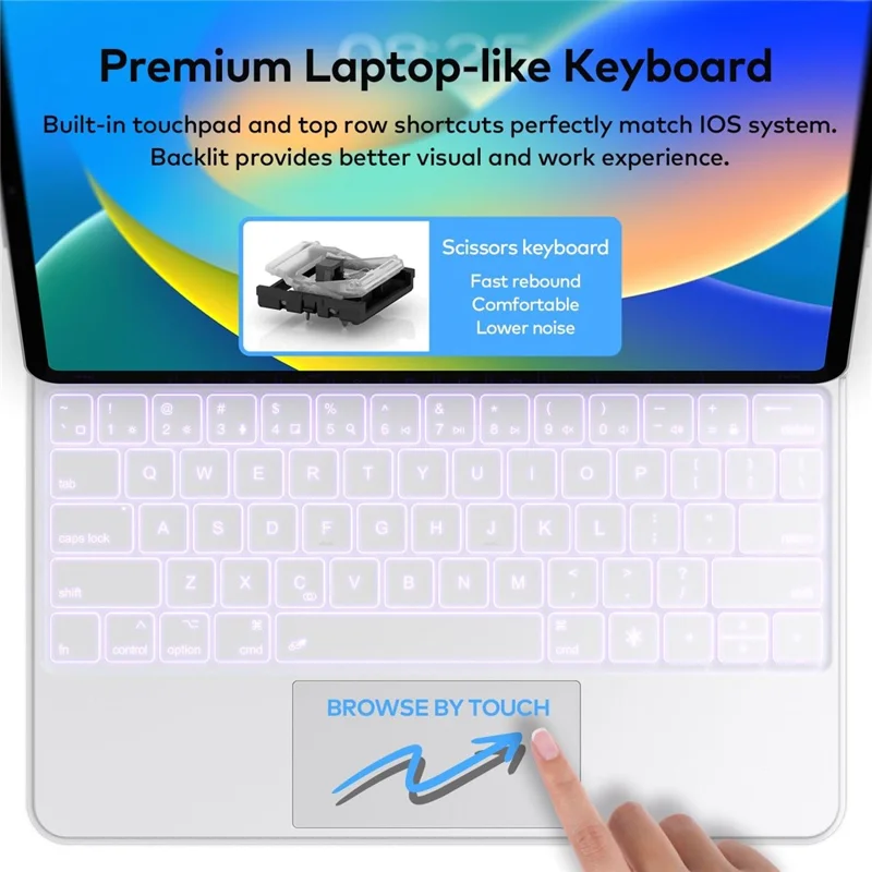 HB354 Magnetic Floating Bluetooth-compatible Keyboard Case for iPad Air 11 (2025) / (2024) / iPad Pro 11 (2022) / (2021) / (2020) / (2018) / iPad Air (2022) / (2020) - White