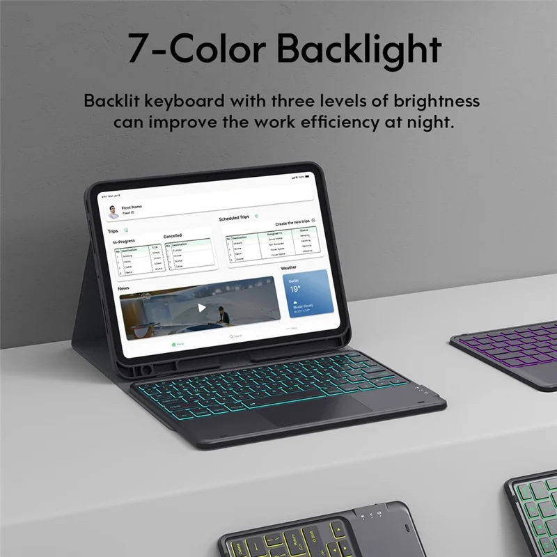 WR030 For iPad Pro 11 (2025)  /  (2024) 7-color Backlit Magnetic Detachable Wireless Bluetooth-compatible Keyboard Case with Touchpad