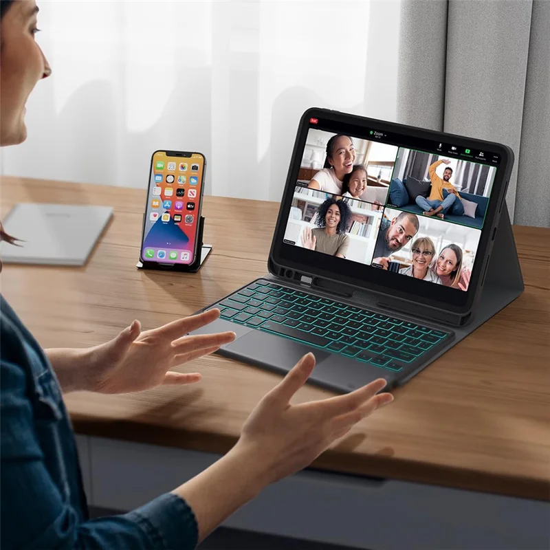 WR030 For iPad Pro 11 (2025)  /  (2024) 7-color Backlit Magnetic Detachable Wireless Bluetooth-compatible Keyboard Case with Touchpad