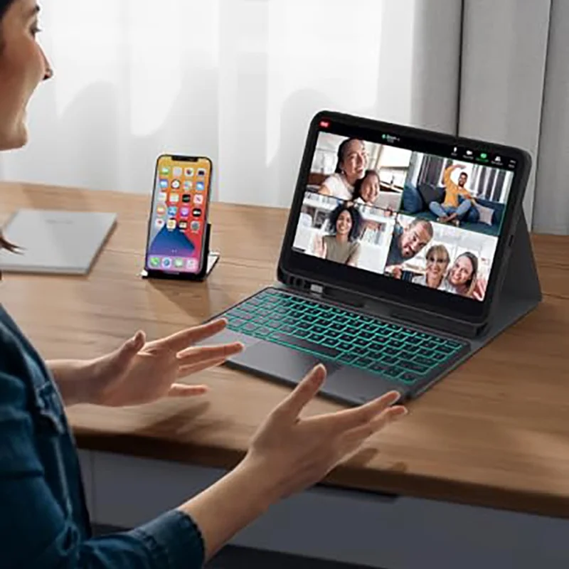 WR030 para iPad Pro 13 (2025) / (2024) Teclado inalámbrico magnético desmontable con retroiluminación de 7 colores y touchpad, compatible con Bluetooth