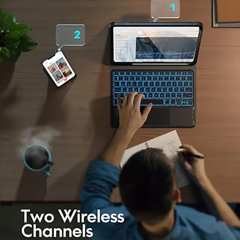 WR030 para iPad Pro 13 (2025) / (2024) Teclado inalámbrico magnético desmontable con retroiluminación de 7 colores y touchpad, compatible con Bluetooth