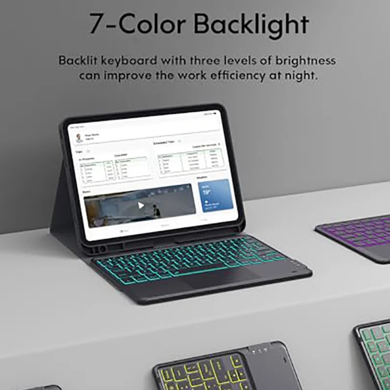 WR030 para iPad Pro 13 (2025) / (2024) Teclado inalámbrico magnético desmontable con retroiluminación de 7 colores y touchpad, compatible con Bluetooth