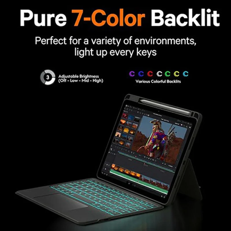 WR303 For iPad (2025) / iPad 10.9 (2022) Magnetic Keyboard Case with Touchpad / Backlit, Detachable Keyboard Tablet Cover