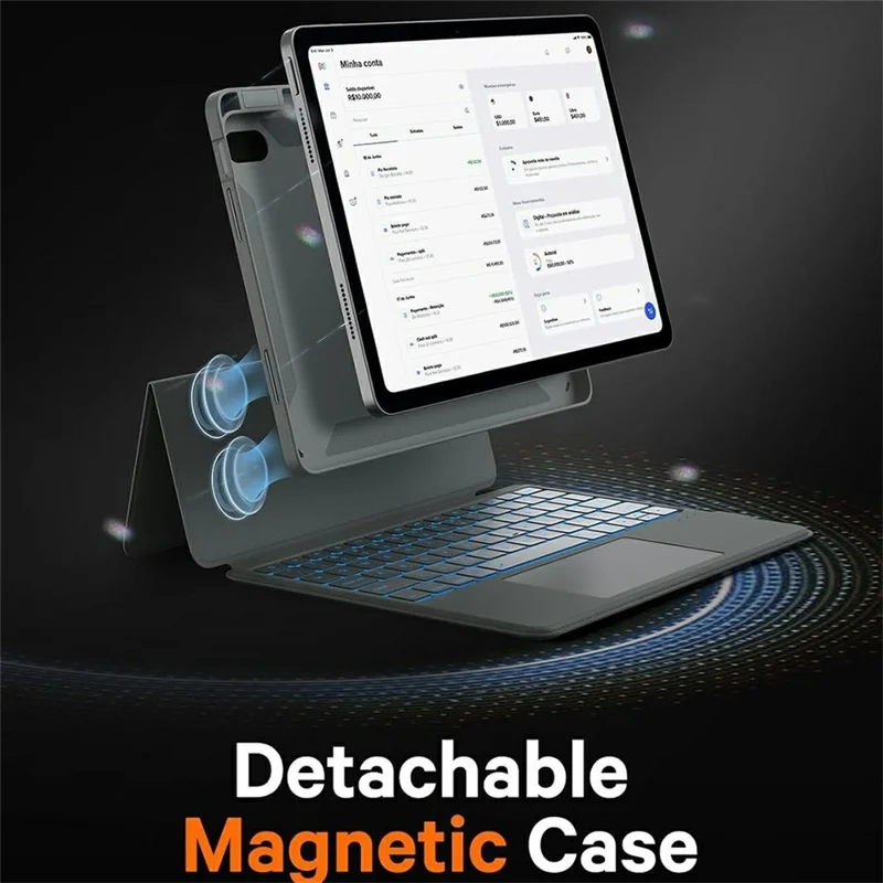 WR303 per iPad Air 11 (2024) / Pro 11 (2024) Custodia Tastiera Magnetica con Retroilluminazione / Touchpad, Cover per Tablet Rimovibile