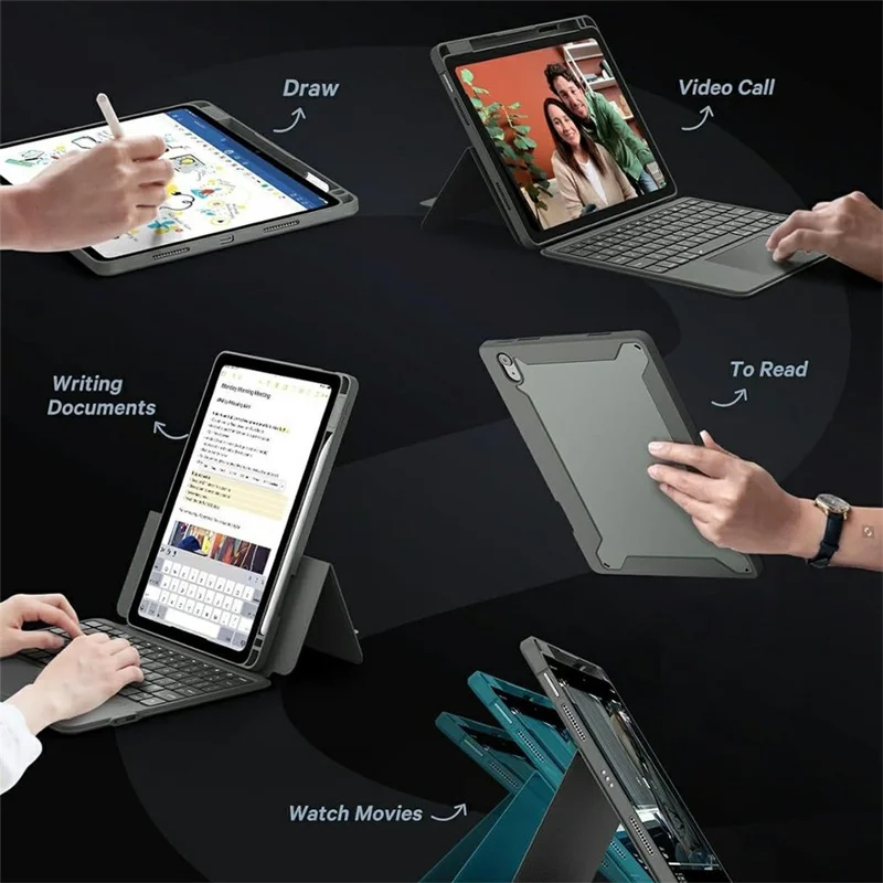 WR303 per iPad Air 11 (2024) / Pro 11 (2024) Custodia Tastiera Magnetica con Retroilluminazione / Touchpad, Cover per Tablet Rimovibile