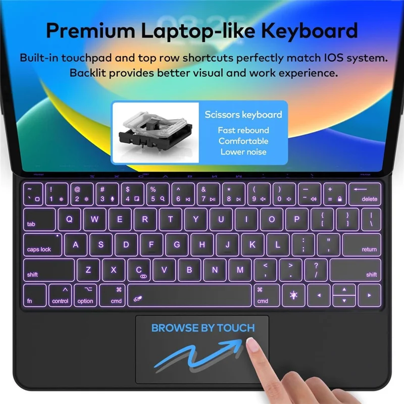 HB358 Magnetic Floating Bluetooth-compatible Keyboard Case for iPad Air 13 (2025) / Air 13 (2024) / iPad Pro 12.9 (2022) / (2021) / (2020) / (2018) - Black