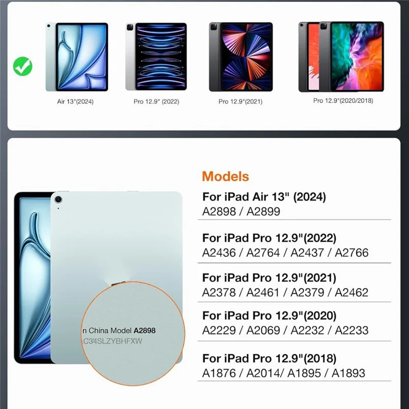 HB358 Magnetic Floating Bluetooth-compatible Keyboard Case for iPad Air 13 (2025) / Air 13 (2024) / iPad Pro 12.9 (2022) / (2021) / (2020) / (2018) - Black