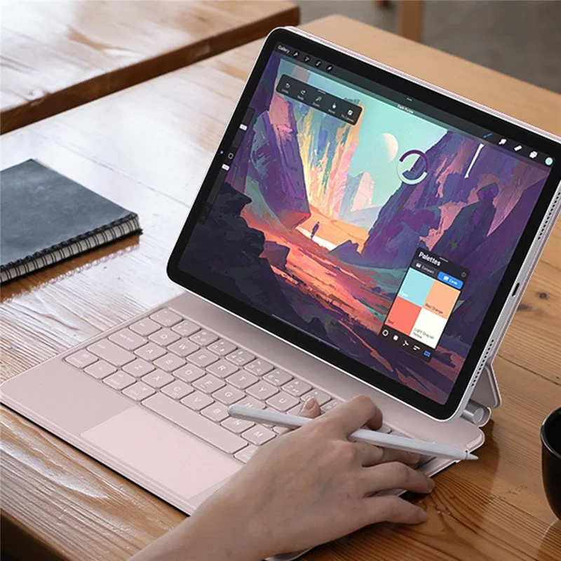 For iPad (2025) / iPad 10.9 (2022) Magnetic Floating Bluetooth-compatible Keyboard Case with Touchpad and Backlit - Pink