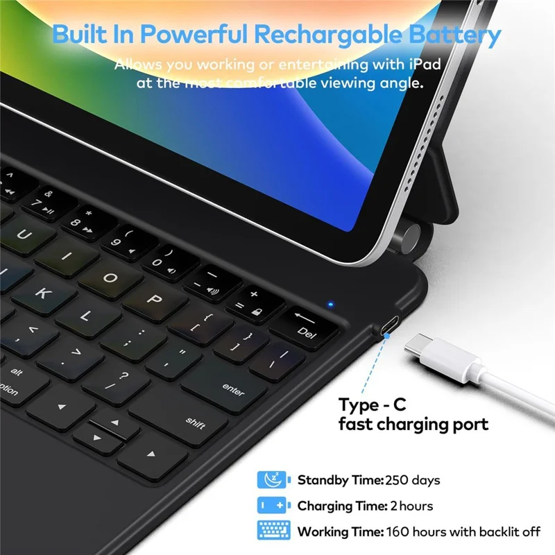 For iPad (2025) / iPad 10.9 (2022) Magnetic Floating Bluetooth-compatible Keyboard Case with Touchpad - Black