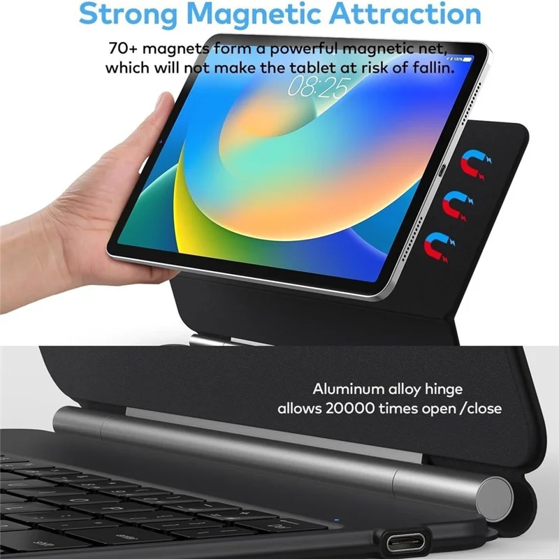 For iPad (2025) / iPad 10.9 (2022) Magnetic Floating Bluetooth-compatible Keyboard Case with Touchpad - Black