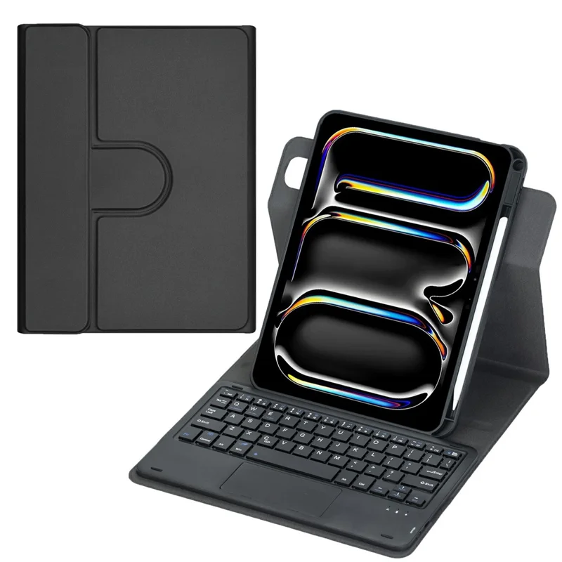 L13B-A For iPad Pro 11 (2025) / (2024) Rotating Keyboard Case Touchpad Protective Cover with Stand - Black