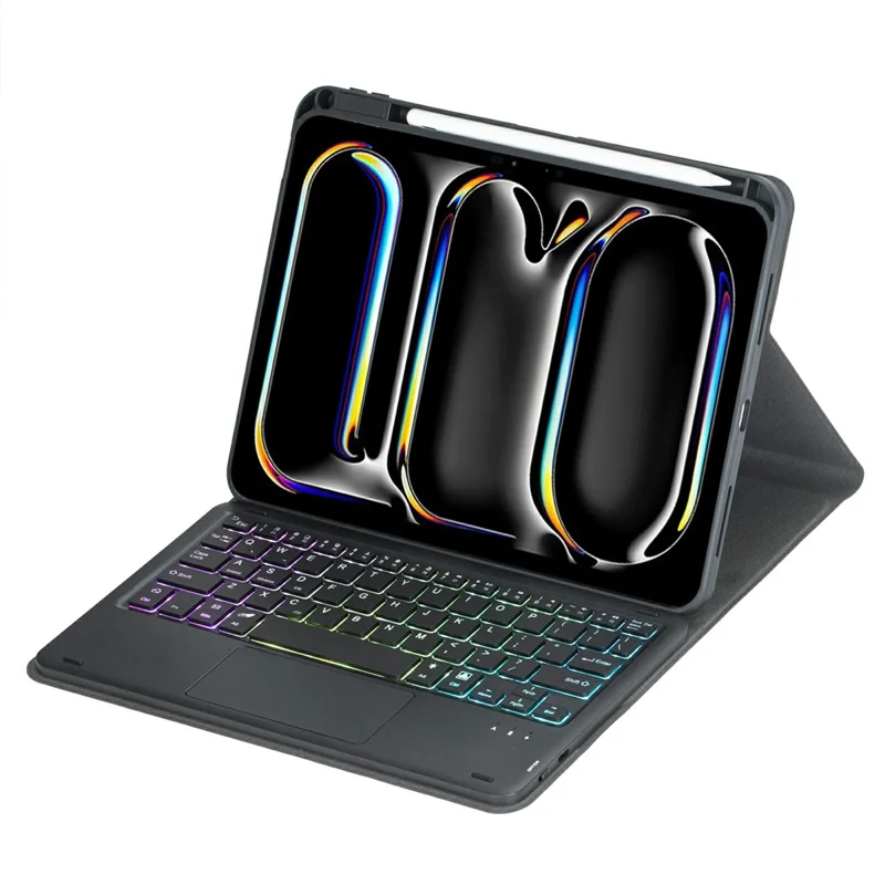 L13B-AS For iPad Pro 11 (2025)  /  (2024) Keyboard Case with Touchpad  /  Backlit Wireless Detachable Folio Keyboard Cover - Black