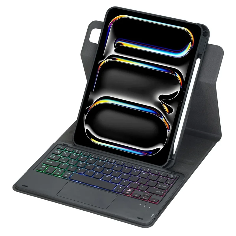 L13B-AS For iPad Pro 11 (2025)  /  (2024) Keyboard Case with Touchpad  /  Backlit Wireless Detachable Folio Keyboard Cover - Black